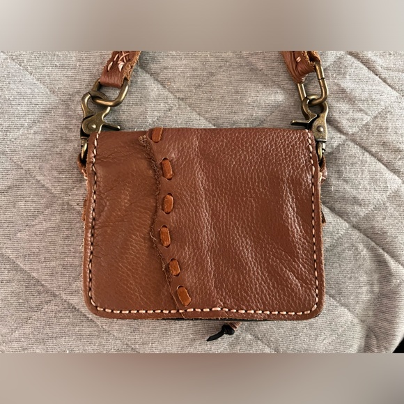 ATLAS GOODS Handmade Brown Leather Crossbody Southwest w Turquoise Purse Bag - Picture 6 of 11